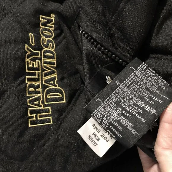 Vtg Harley Davidson Jacket Unisex XL Black Insulated Quilted Reversible Bomber